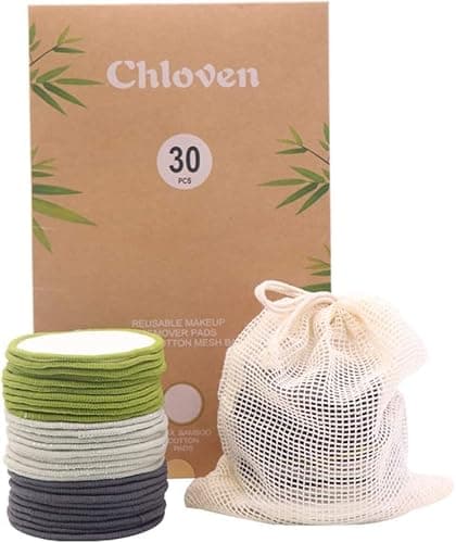 Chloven Reusable Bamboo Cotton Rounds (30-pack)