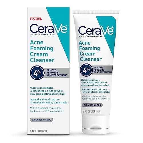 CeraVe CeraVe Foaming Acne Cream Cleanser, 4% Benzoyl Peroxide